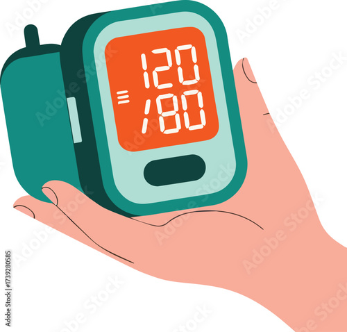 Blood Pressure Monitor in a Hand Illustration
