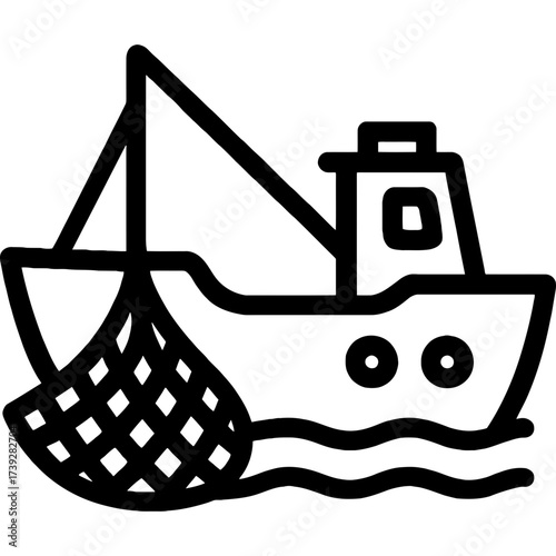 Minimalistic fishing trawler icon