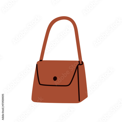 Hand bag, purse with strap. Modern trendy style handbag, fashion elegant fema...