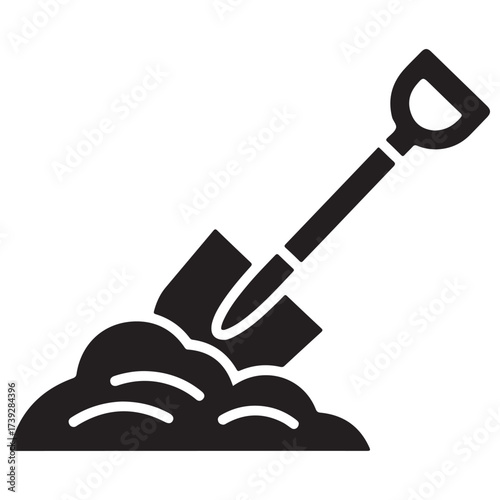 Shovel Digging into a Pile of Soil Icon