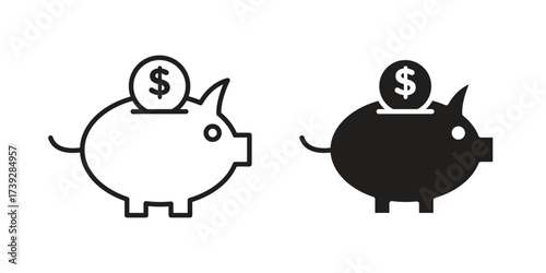 Piggy bank icon simple vector symbol