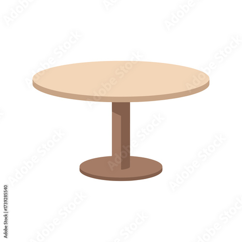 Simple round table with pedestal base in light brown for versatile home decor and furniture mockups