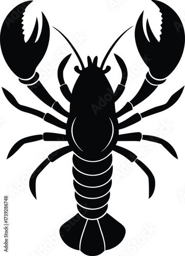 Black lobster crayfish and crab silhouette vector illustration symbol