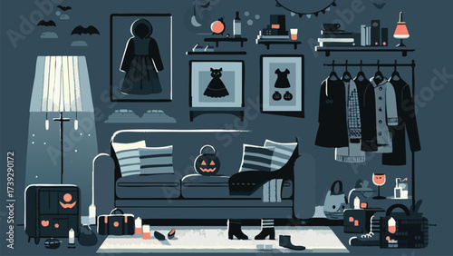 A cozy Costume Party in dark grey ambience