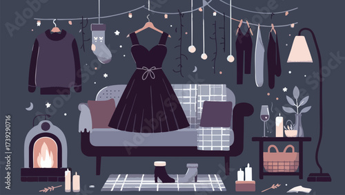 A cozy Costume Party in dark grey ambience
