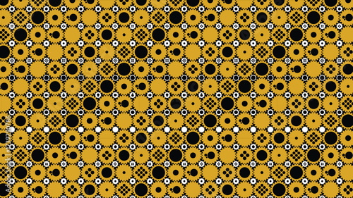 Vector seamless pattern of cogwheels in black, gold, and white colors. Perfect for industrial backgrounds, mechanical themes, and modern engineering design projects.