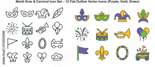 Mardi Gras & Carnival Icon Se...