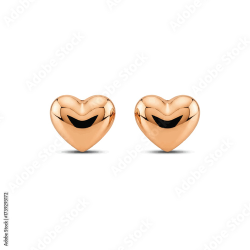 single pair of cute stud earrings shaped like hearts, modern and playful design