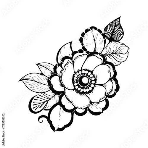 Monochrome Elegant Flower Vector