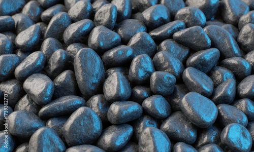 Smooth Dark Pebbles with Blue Highlights
