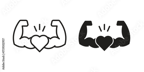 Strong heart icon simple vector symbol