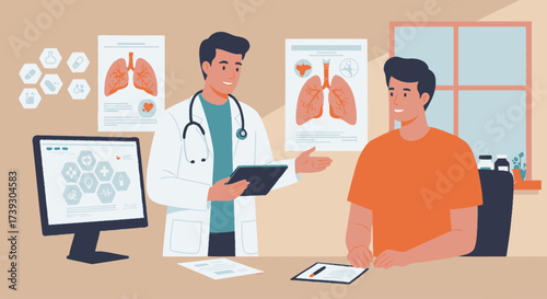 A doctor explains something to his patient 