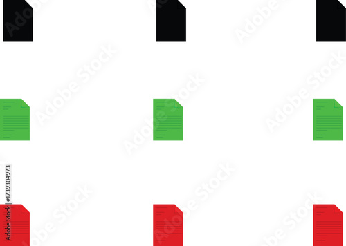 Set of 9 document icons with clean outlines, great for files, reports, education, business, and productivity themes.