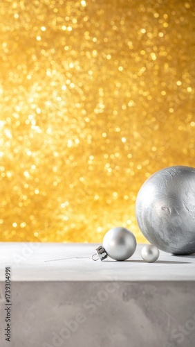 Silver ornaments on textured surface