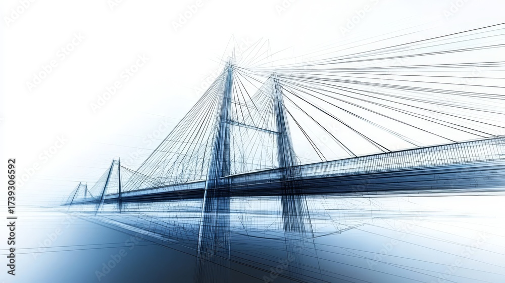 Fototapeta premium Stunning blueprint sketch showcasing modern bridge architecture. 