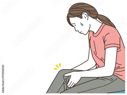 膝や足の痛みに悩む女性のイラスト