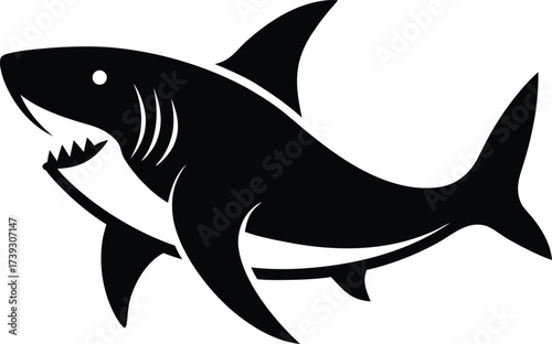 Great white shark vector illustration swimming underwater in blue ocean water