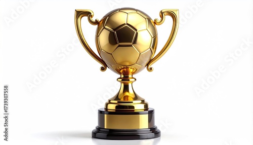 Golden trophy of a soccer ball shape