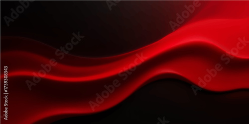 Flowing red silk or satin fabric with a soft, smooth texture forms a waving curve for a beautiful abstract background design