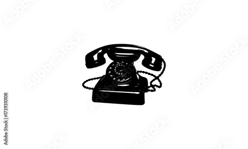 old black telephone, telephone vector design
