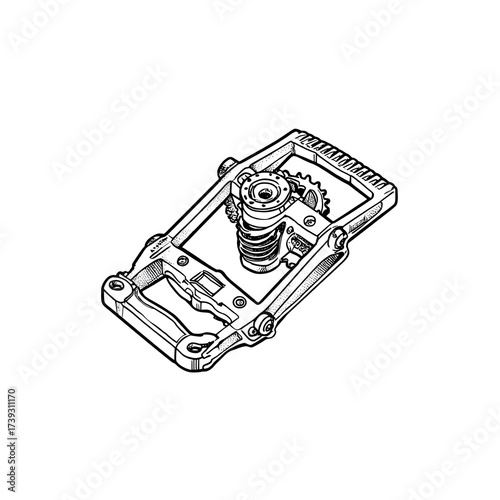 Mechanical device isometric view illustration with transparent background