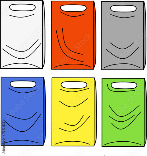 Colorful Plastic Bags With Handles in Six Different Designs