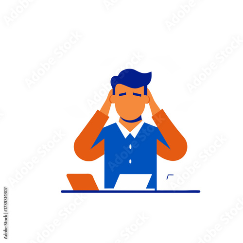 Stressed businessman overwhelmed by work and flying papers