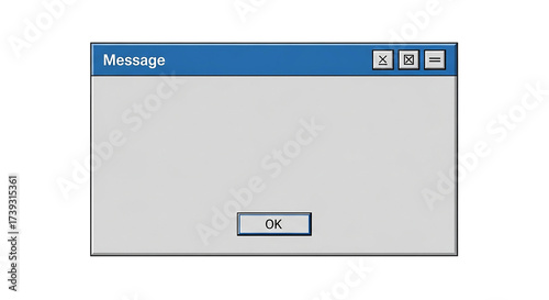 A blank message window with a blue title bar and an 