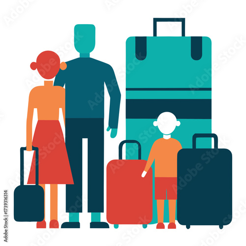 Various Luggage Items Suitcases Backpacks Group Illustration