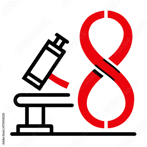 Outline Of Microscope And DNA Strand Science Icon
