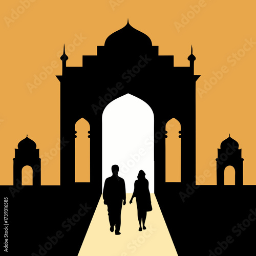 Large Archway Gateway Silhouette Welcoming Structure