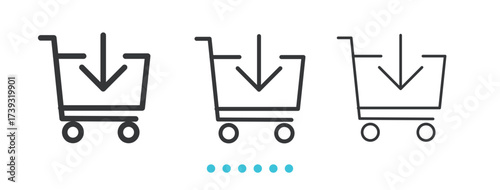 Shopping Cart Icon. Thin linen icon vector.