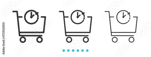 Shopping Cart Icon. Thin linen icon vector.