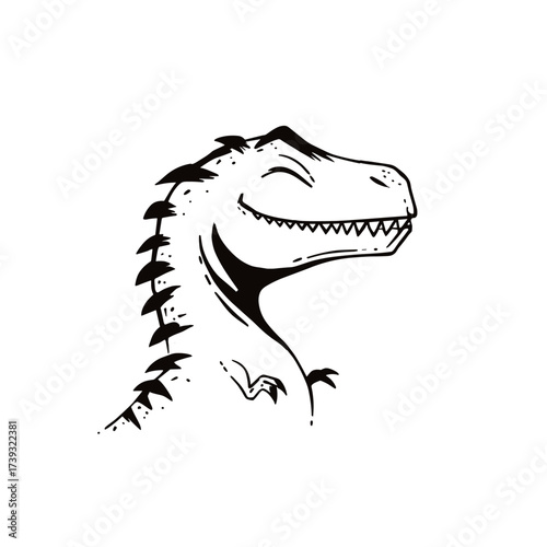 Giganotosaurus. Giganotosaurus simple black and white line art vector logo