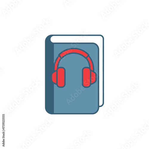 Audio book isolated on white background vector icon in flat design style illustration