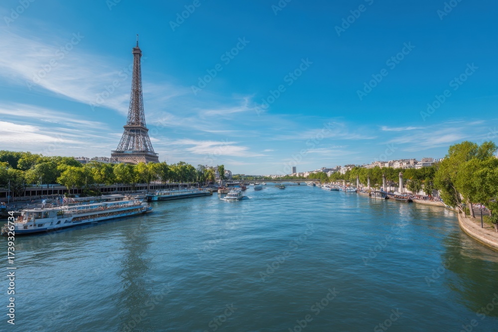 Fototapeta premium photo of the eiffel tower with copy space