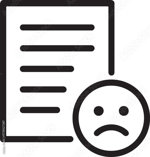 Sad Document Icon Negative Report Symbol