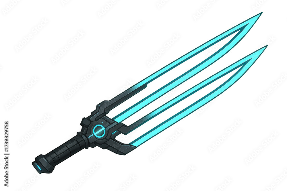 Fototapeta premium Futuristic energy sword glowing with blue light