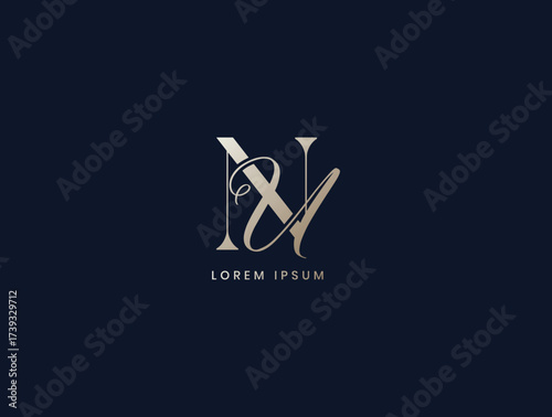 nu letter luxury logo design, un lettermark, nu business brand logo