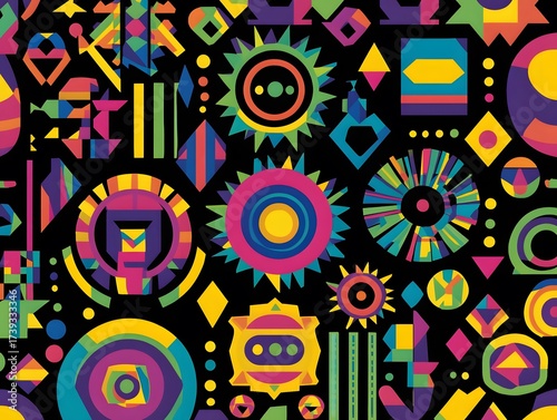 Vibrant Geometric Abstract Seamless Pattern Background