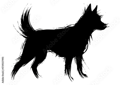 Stylized wolf silhouette in blue, representing wildlife and nature
