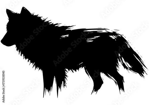 Stylized wolf silhouette in blue, representing wildlife and nature
