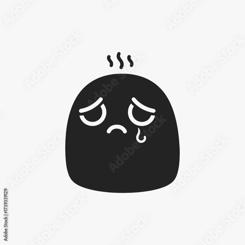 The flat design concept for the sad and tired expression cartoon character.