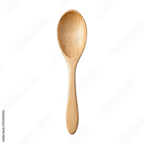 Wooden spoon, plain, smooth, light brown against black