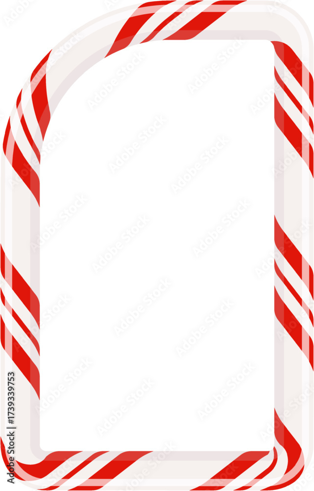 Fototapeta premium Holiday candy cane frame design, xmas striped border isolated vector template. PNG