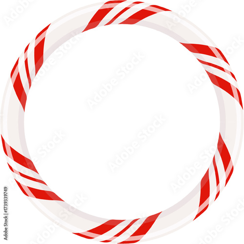 Christmas candy cane circle frame PNG, red and white striped holiday border vector