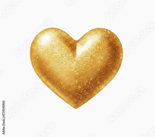 Verdant Heart Golden Heart isolated watercolor vector illustration svg