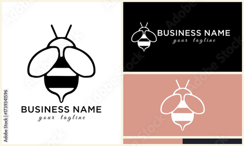 Bee logo with business name mockups.