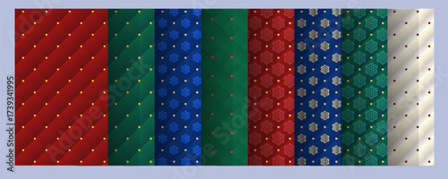 Christmas seamless background.Luxury poster, card, cover pattern geometric line abstract gold color design. rhombus seamless pattern. Xmas plaid texture with gold line and stars. 