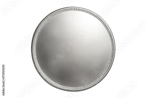 Blank silver coin with frame on transparent background